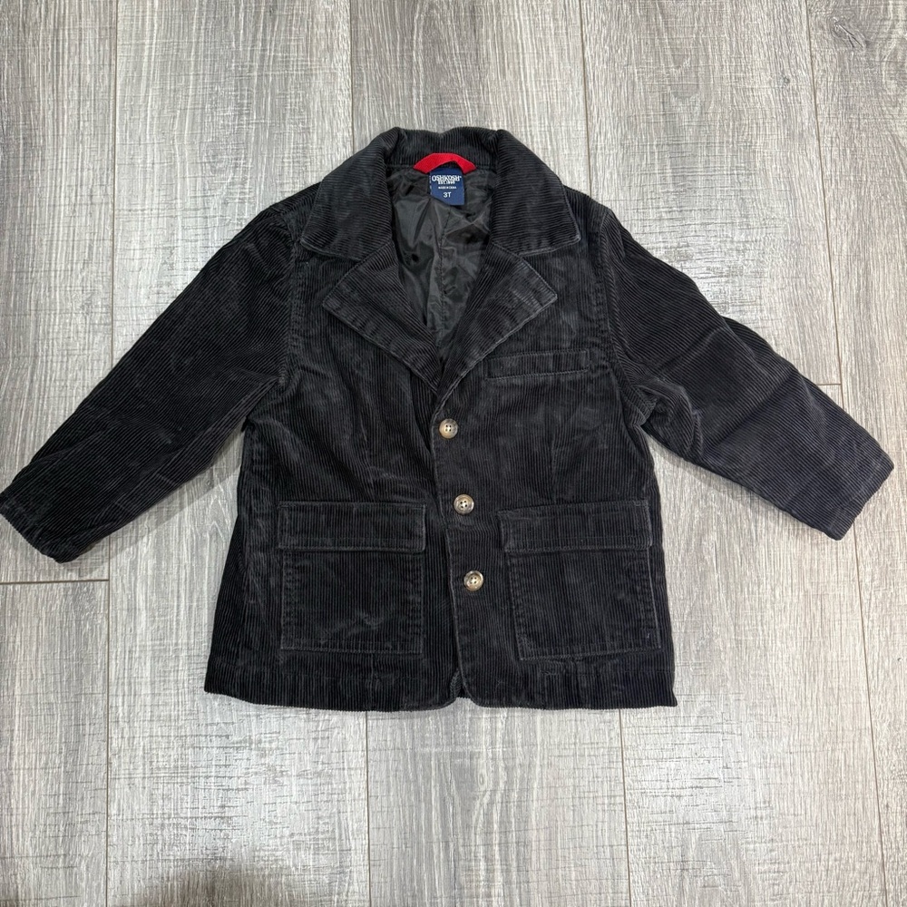 VTG OshKosh B'gosh Black Corduroy Pea Coat 3t